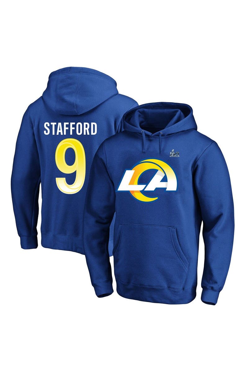 FANATICS Men's Fanatics Branded Matthew Stafford Royal Los Angeles Rams Super Bowl LVI Big & Tall Name & Number Pullover Hoodie, Main, color, 