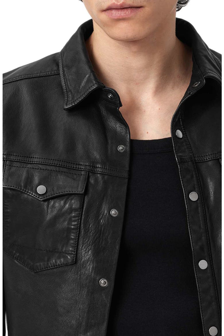 Irwin Leather Snap-Up Shirt, Alternate, color, BLACK