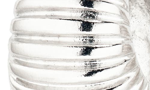 Tasha Wide Ribbed Hoop Earrings In Metallic