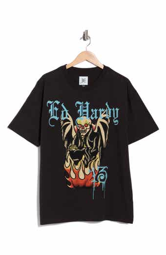 Rhinestone Firelord Skull Graphic T-Shirt