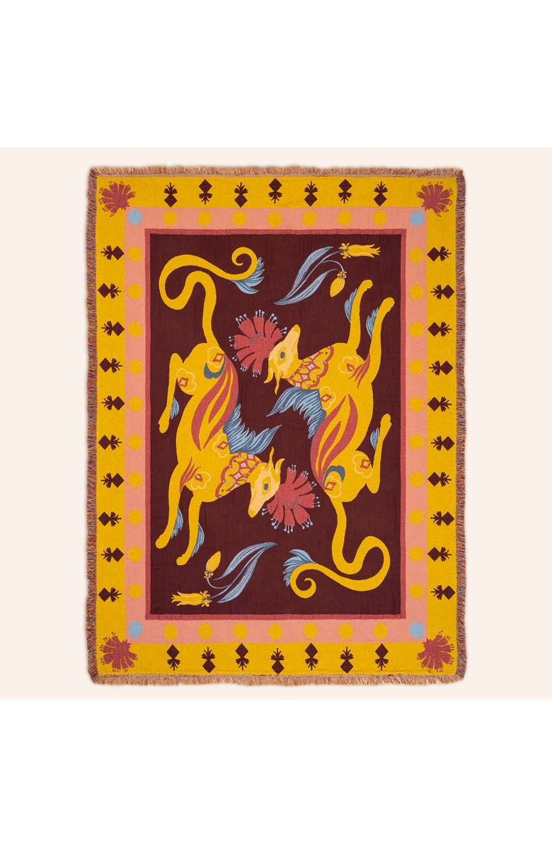 Zsa Zsa Zsu Novelas Fringed Jacquard 100% Cotton Throw 54X71 In, Main, color, Burgundy