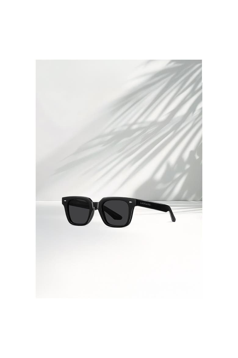 Horn Rimmed Square Sunglasses, Alternate, color, Black