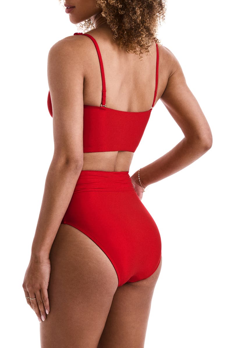 Mimi Flamingo Sonny Midkini Swim Top, Alternate, color, Cherry