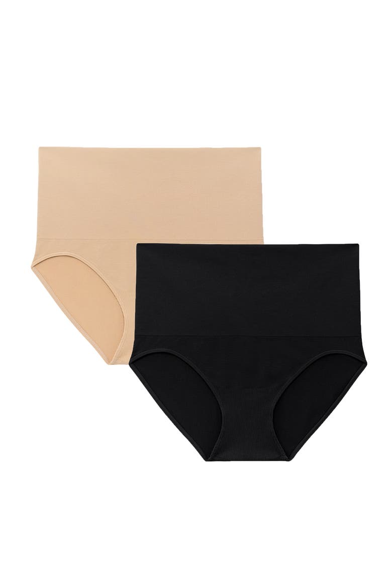 Motherhood Women's Maternity Seamless Postpartum Shaper Panty with Belly Support, 2-Pack, Main, color, Black and Oat