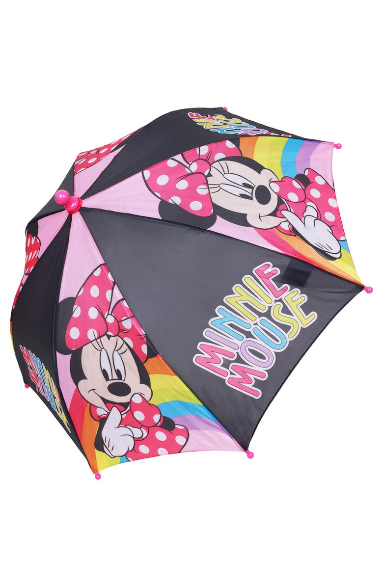 Disney Minnie Mouse Rainbow Kids Umbrella, Alternate, color, Black