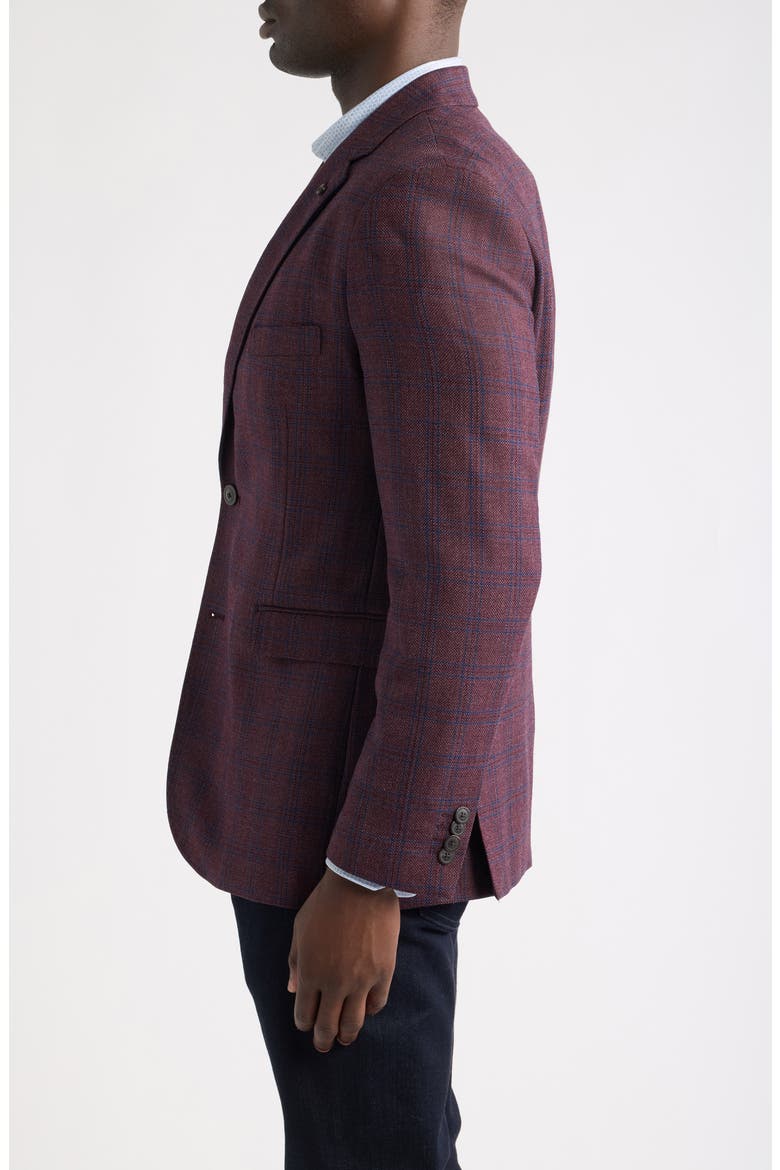 Townsend Windowpane Plaid Wool Sport Coat, Alternate, color, BURGUNDY WINDOWPANE PLAID