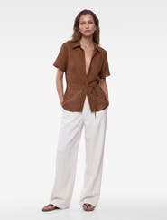 Koton Relax Fit Short Sleeve Wrap Striped Shirt