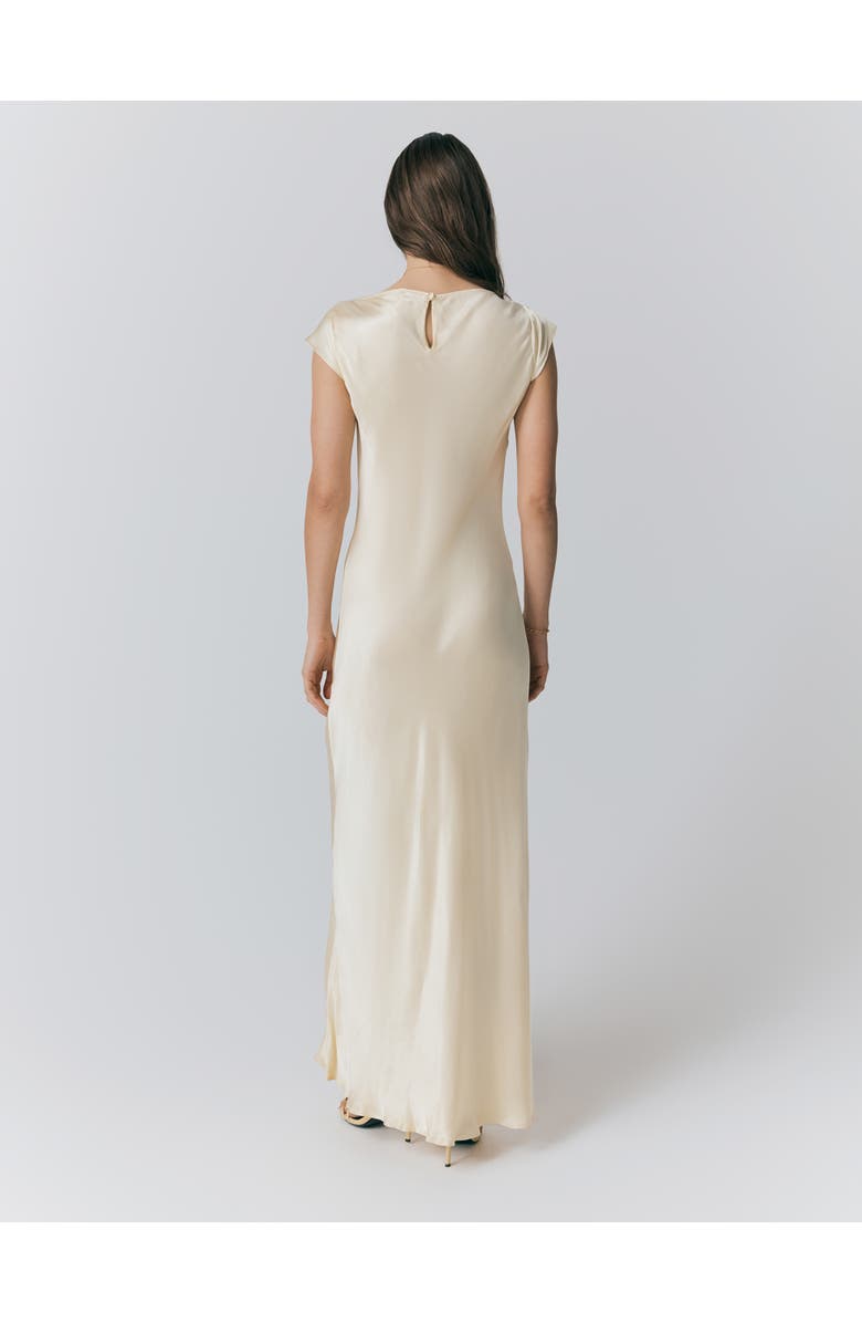 Ghost London Averie Boat Neck Satin Maxi Dress, Alternate, color, Buttermilk