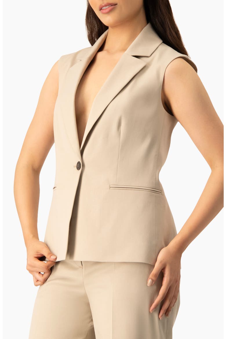 Single-Button Tailored Vest, Alternate, color, Beige
