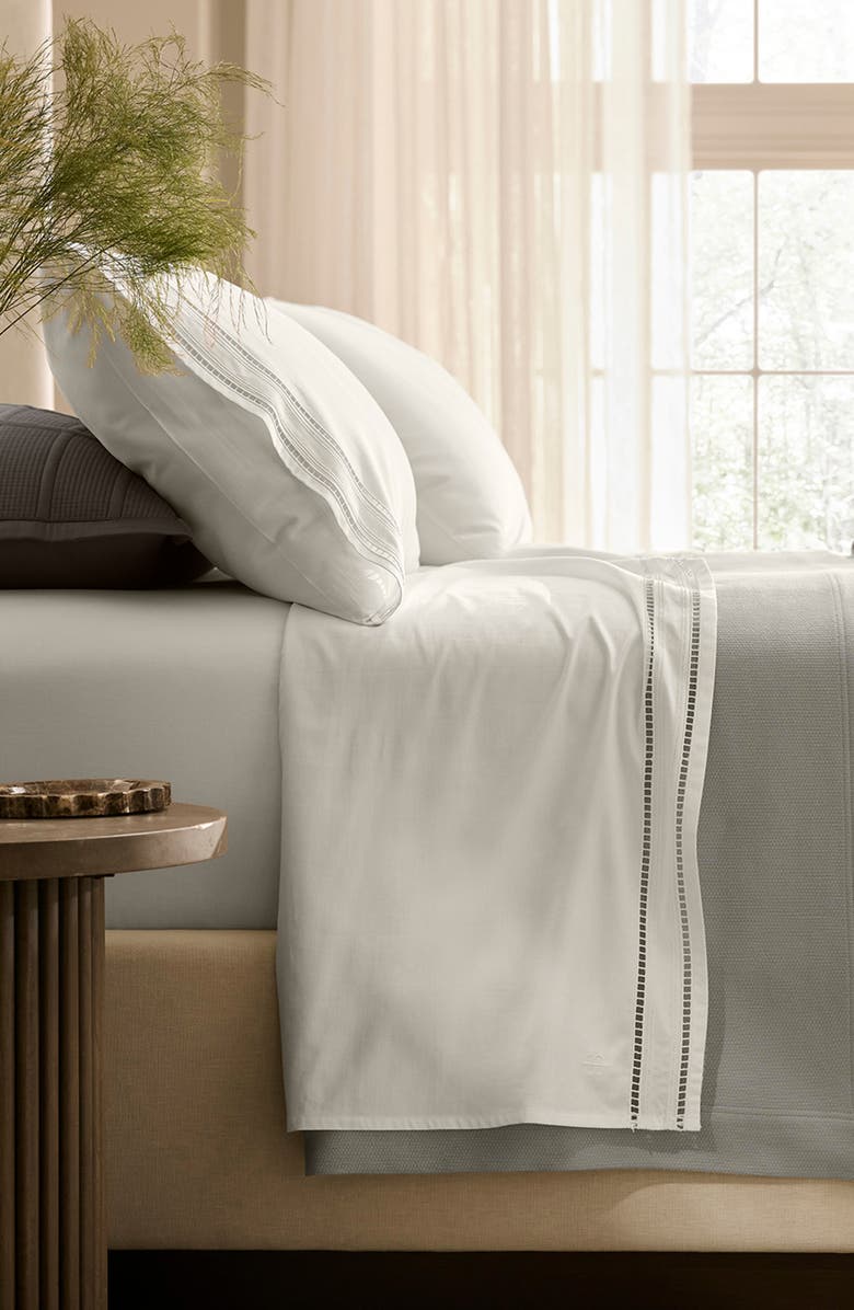 Boll & Branch Signature Ladder Stitch Organic Cotton Sheet Set, Alternate, color, White/ White