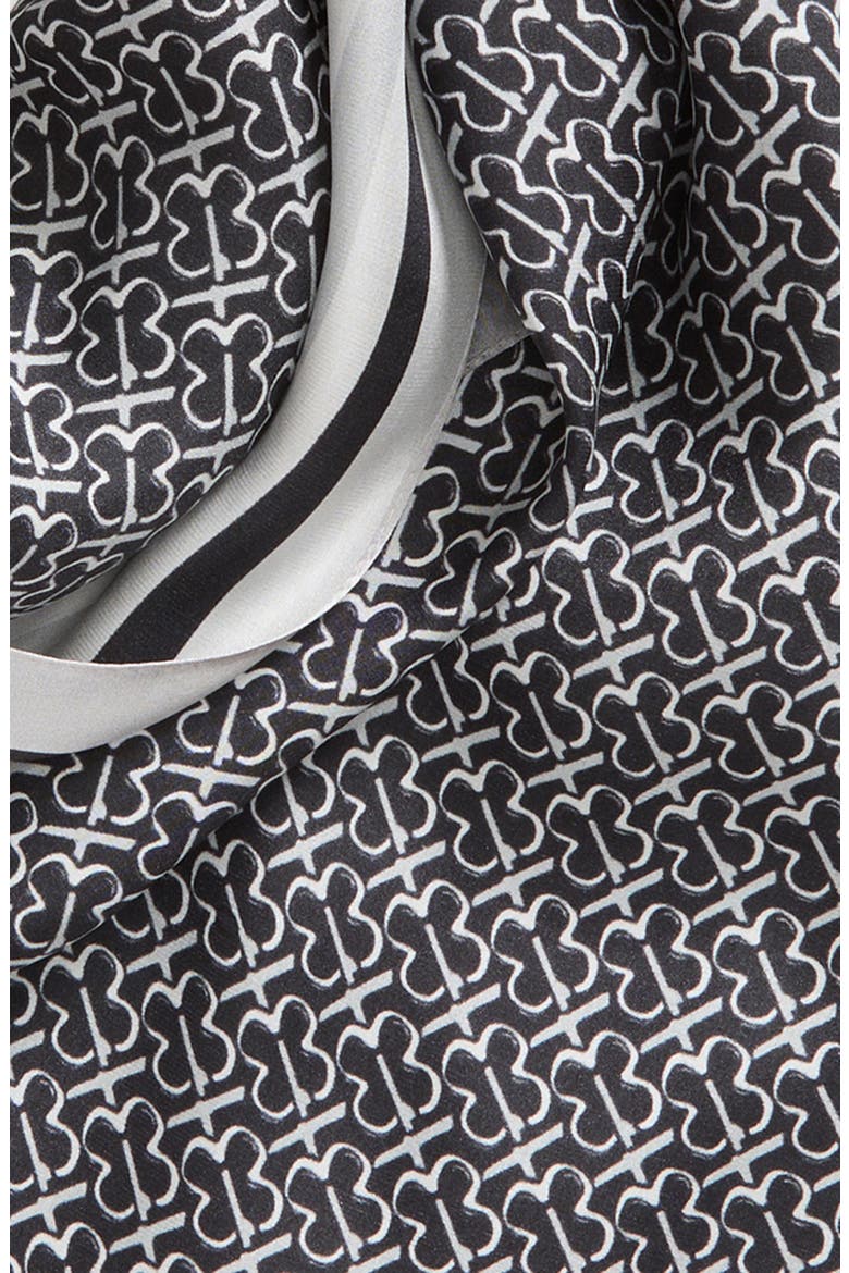 Print Silk Oblong Scarf, Alternate, color, BLACK- GREY DREA DIAMOND