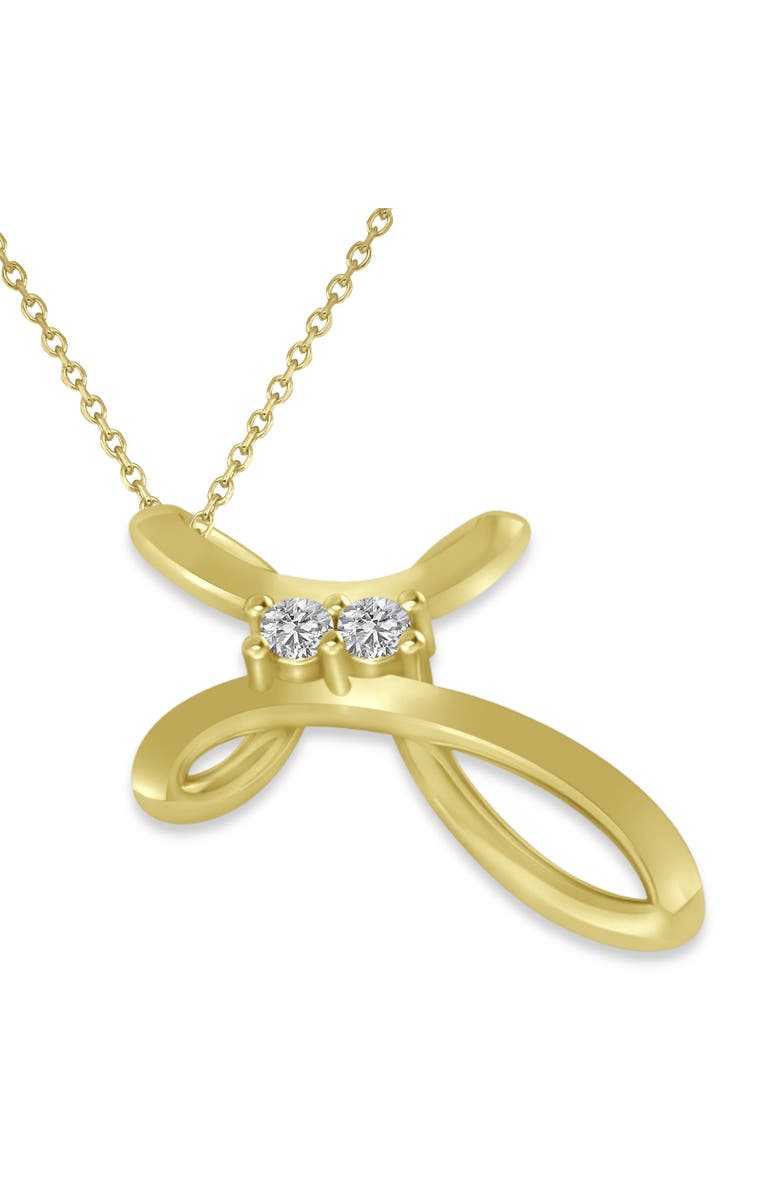 ALLUREZ Diamond Two Stone Swirl Cross Pendant Necklace 14k, Alternate, color, Yellow Gold