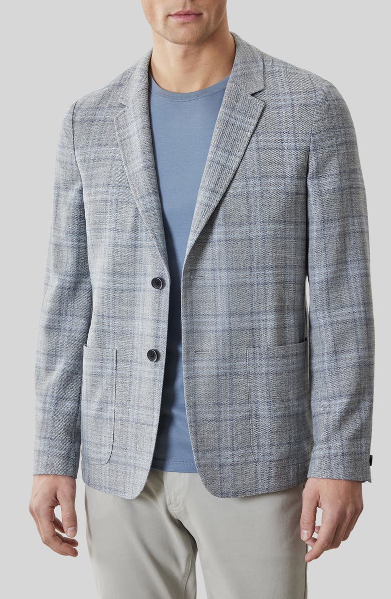 Robert Barakett Ambrose Plaid Knit Sport Coat, Main, color, Grey