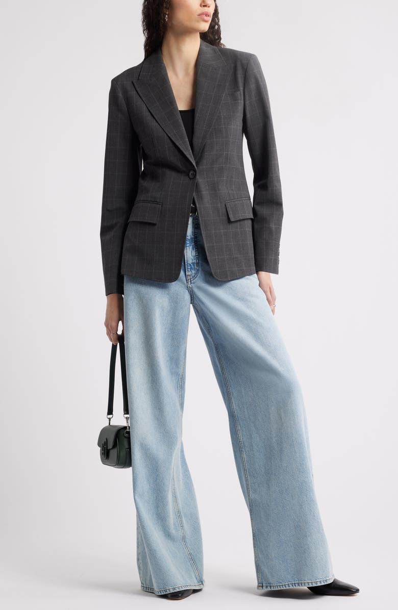 Nordstrom Plaid One-Button Blazer, Alternate, color,