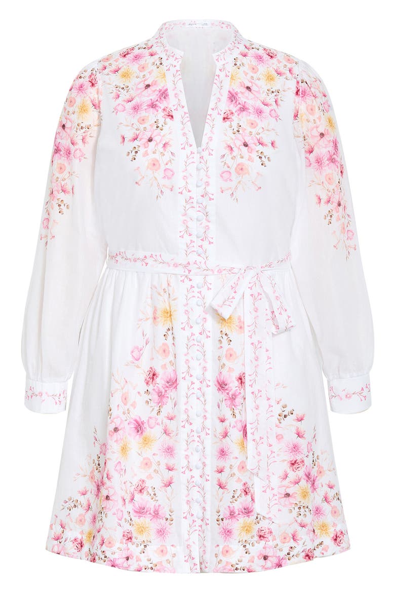 Elia Placed Floral Long Sleeve Cotton Dress, Alternate, color, IVORY PATRICE