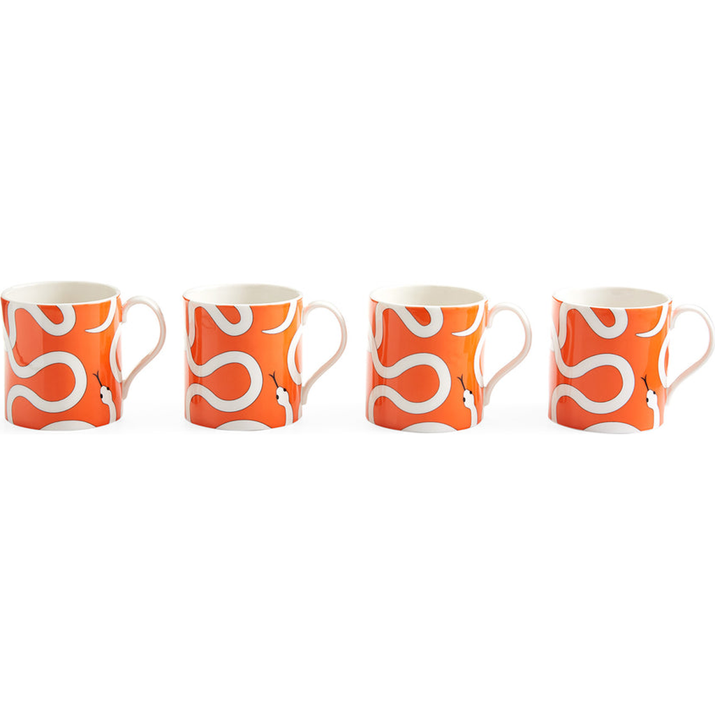 Jonathan Adler Eden Mug Set In Poppy Orange