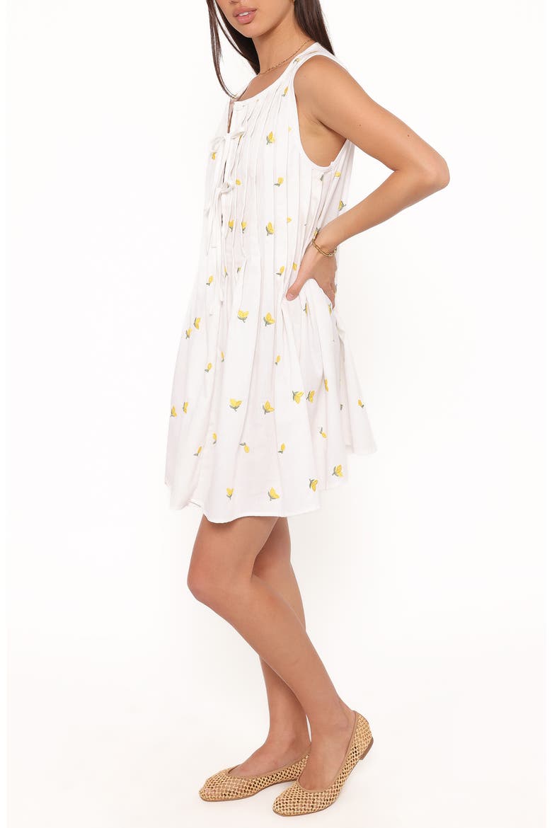 Madeline Embroidered Pintuck Tie Front Minidress, Alternate, color, EMBROIDERED LEMONS