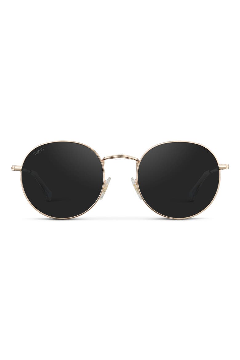 Nevada - 50mm Round Polarized Metal Sunglasses, Main, color, Gold Black