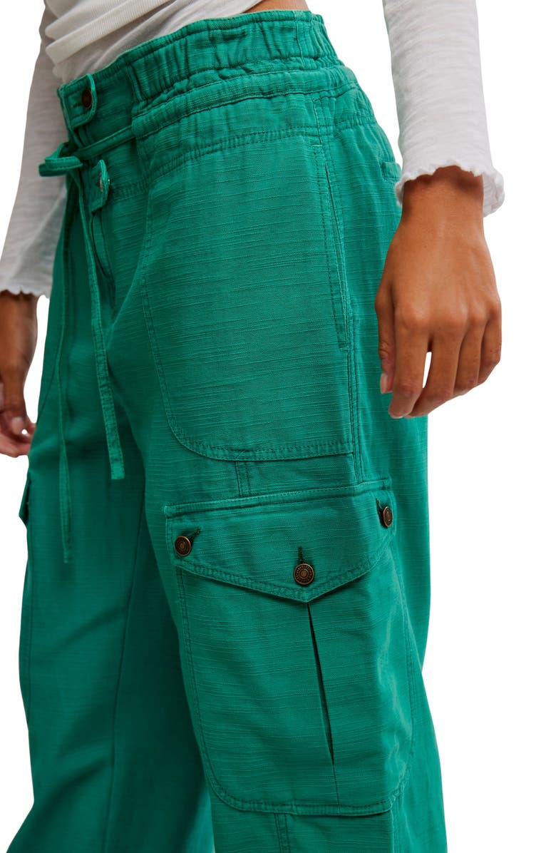 Free People Park Ave Cotton Cargo Pants, Alternate, color, Golf Green