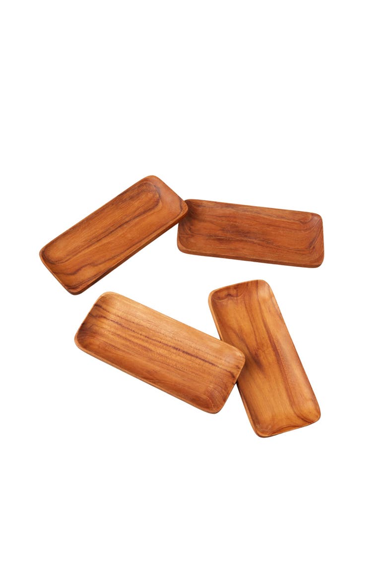Teak Trays - Set of 4, Main, color, Brown
