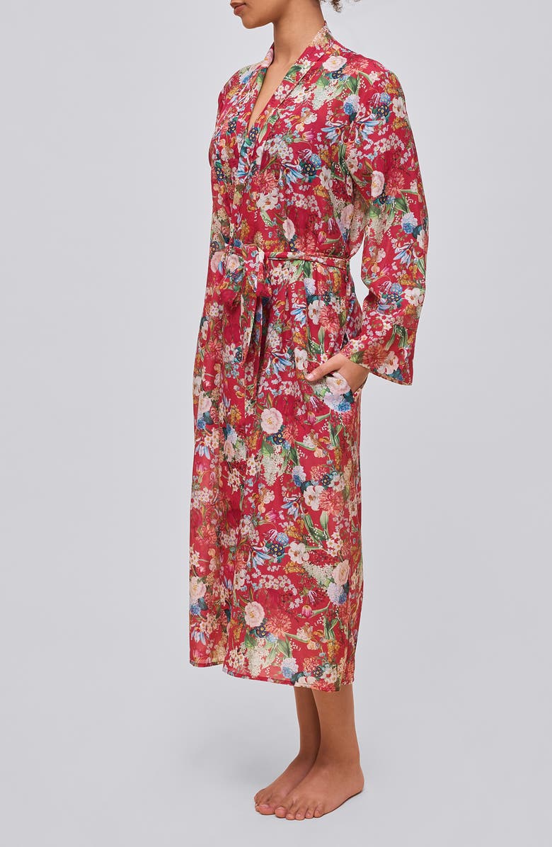 Papinelle Holly Floral Cotton Voile Maxi Robe, Alternate, color, Geranium
