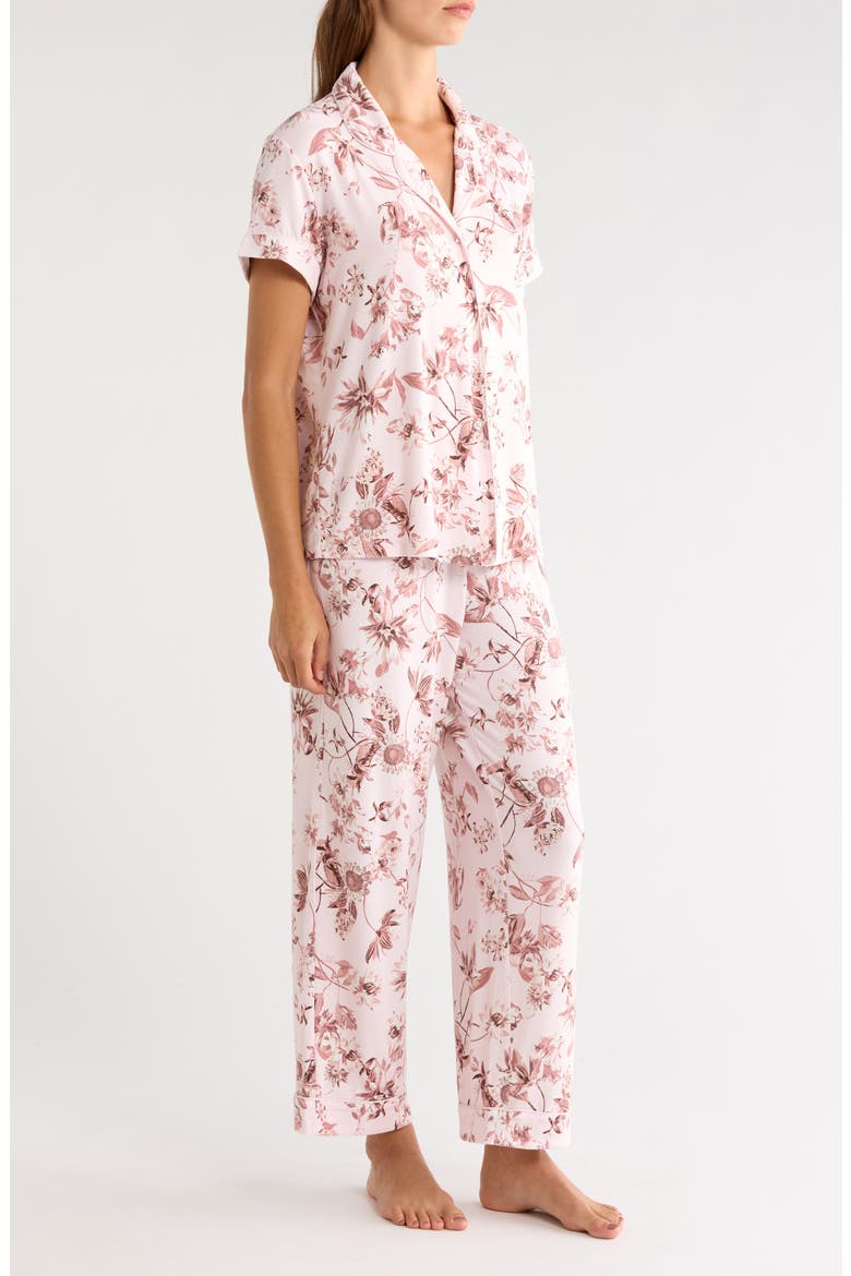 Moonlight Eco Crop Pajamas, Alternate, color, PINK- BROWN BOTANIST FLORAL