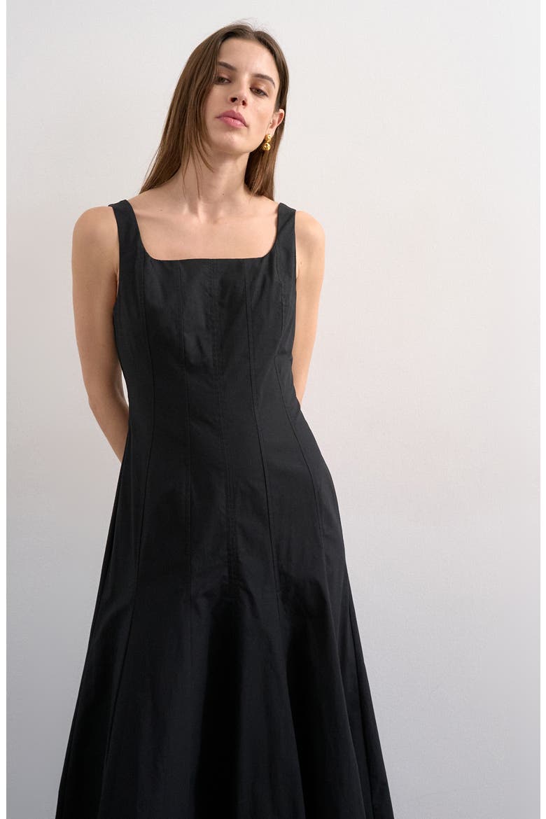 Drop Hem Cotton Maxi Sundress, Alternate, color, BLACK