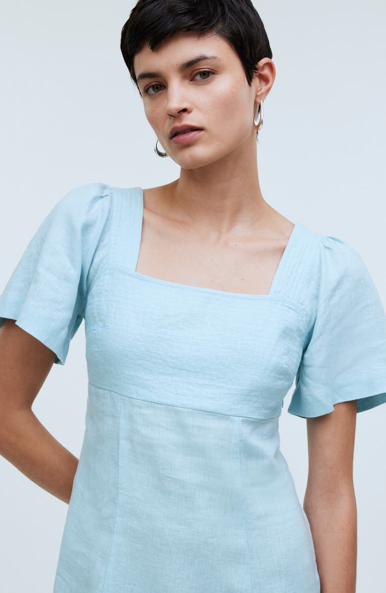 Madewell Flutter Sleeve Linen Blend Minidress, Alternate, color,