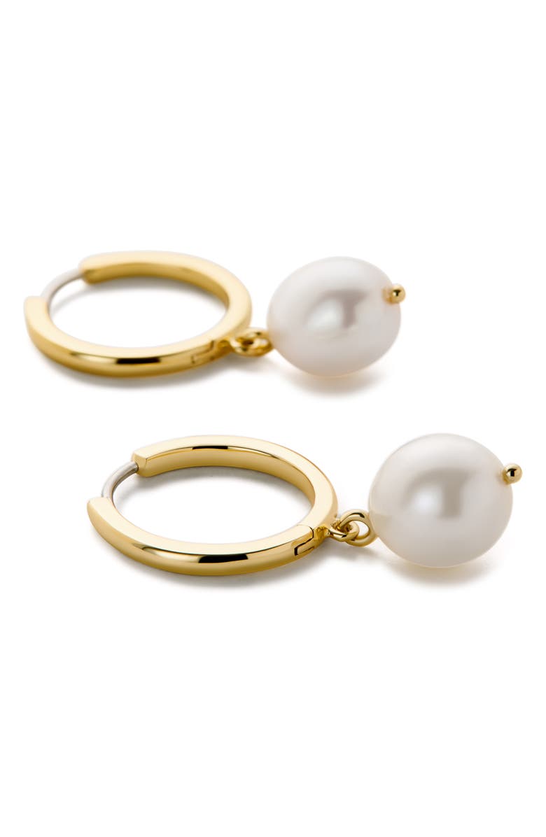 Ana Luisa Medium Frida Freshwater Pearl Drop Hoop Earrings, Alternate, color, Gold / White