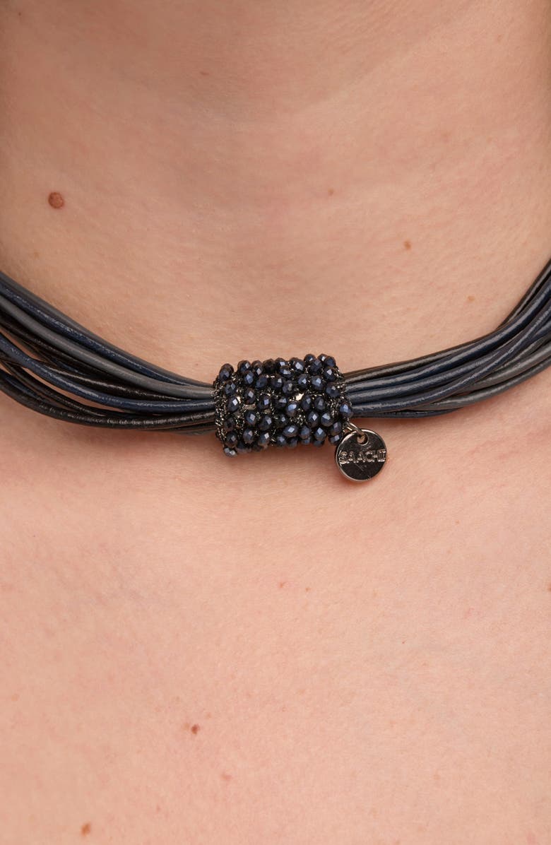 SAACHI Multi Strand Faux Leather Cord Necklace, Alternate, color,