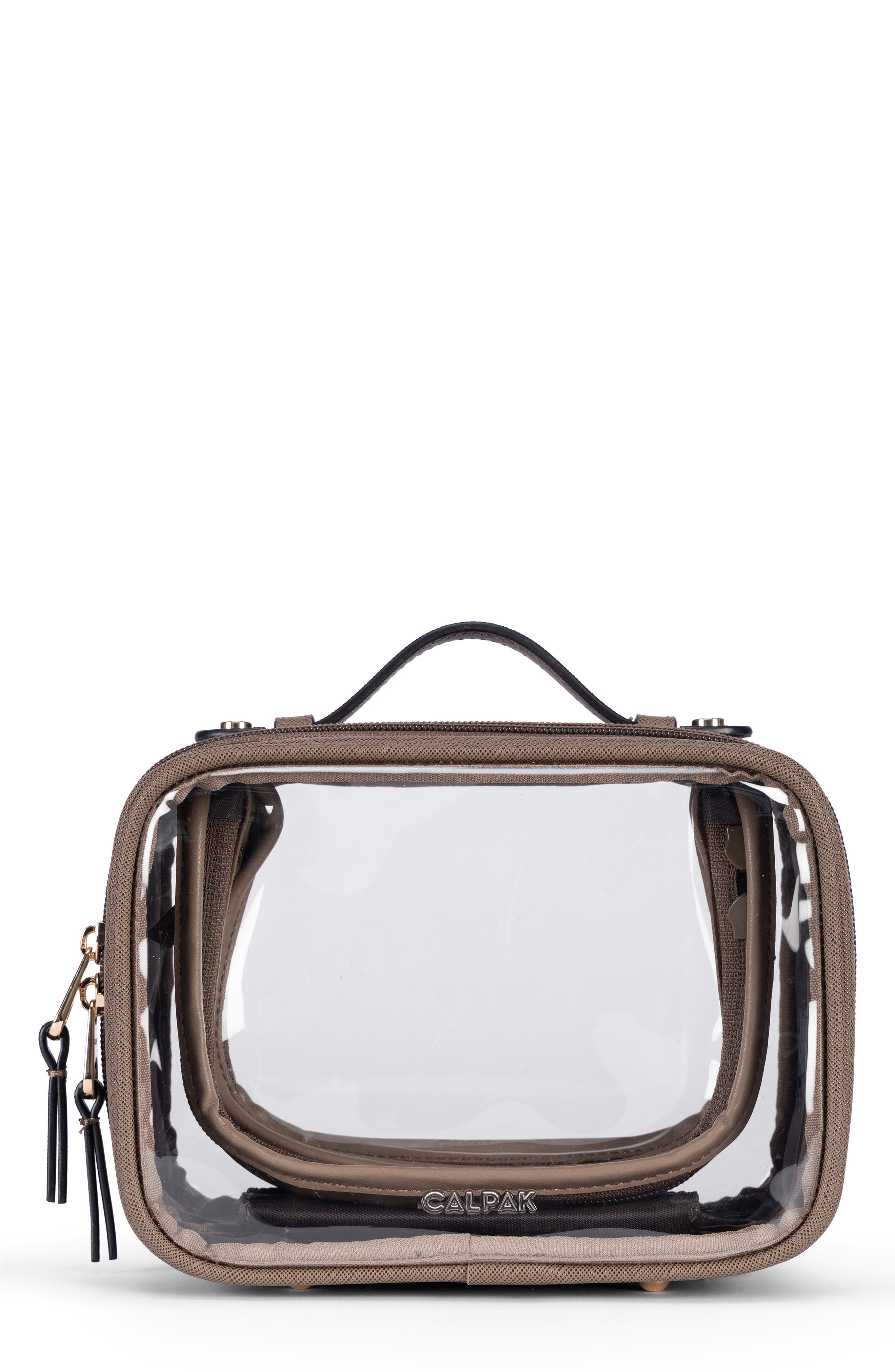 Small Clear Cosmetics Case, Main, color, MOCHA