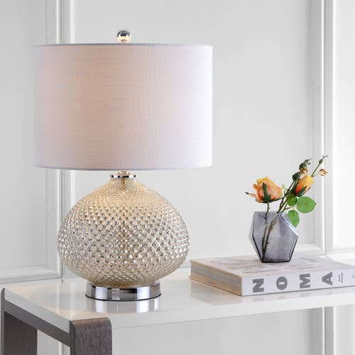 Jonathan Y Ames 22.5" Led Glass Table Lamp In Mercury Silver