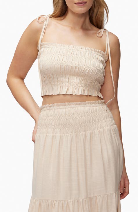 Louisa Smocked Tie Strap Crop Camisole