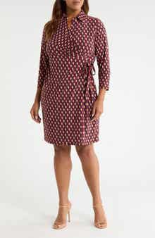 Geo Print Knit Wrap Dress