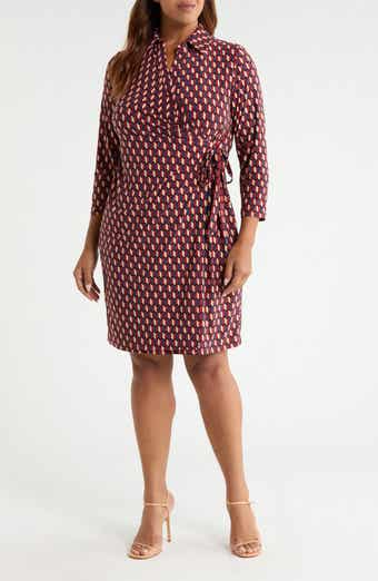 Geo Print Knit Wrap Dress