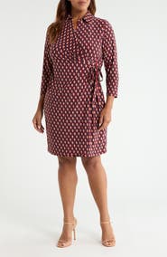 Anne Klein Geo Print Knit Wrap Dress