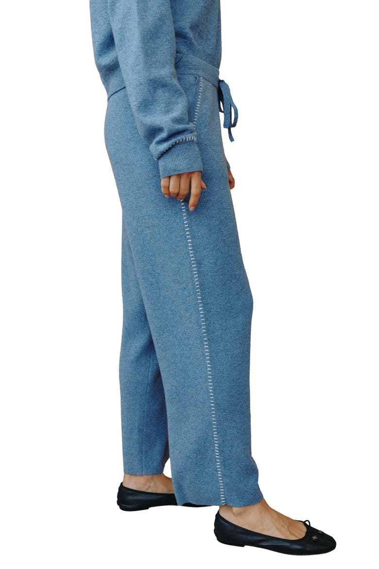 Whipstitch Straight Leg Sweater Pants, Alternate, color, HEATHER BLUE