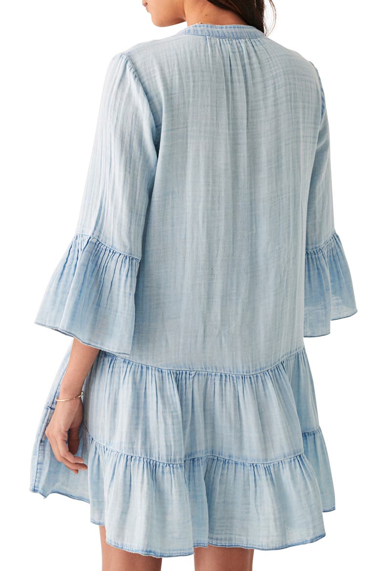 Kasey Dream Gauze Tiered Organic Cotton Minidress, Alternate, color, LIGHT INDIGO WASH