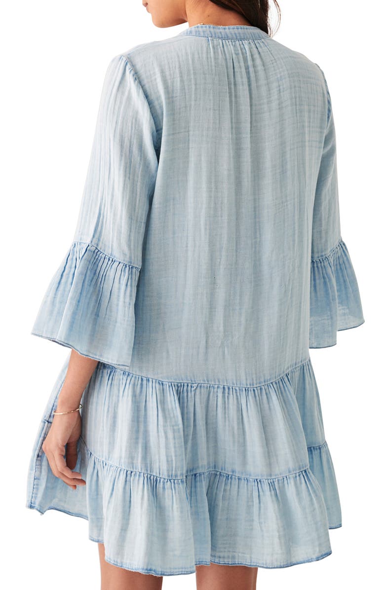 Faherty Kasey Dream Gauze Tiered Organic Cotton Minidress, Alternate, color, Light Indigo Wash