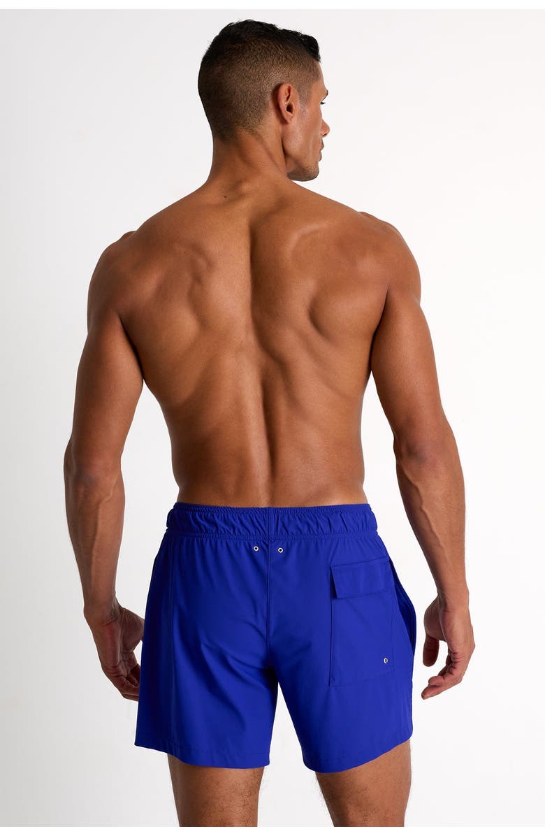 SHAN Classic fit stretch swim trunks, Alternate, color, Blue