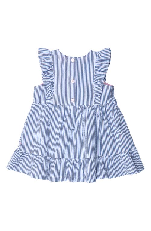 Rufflebutts Stripe Cotton Seersucker Dress In Blue
