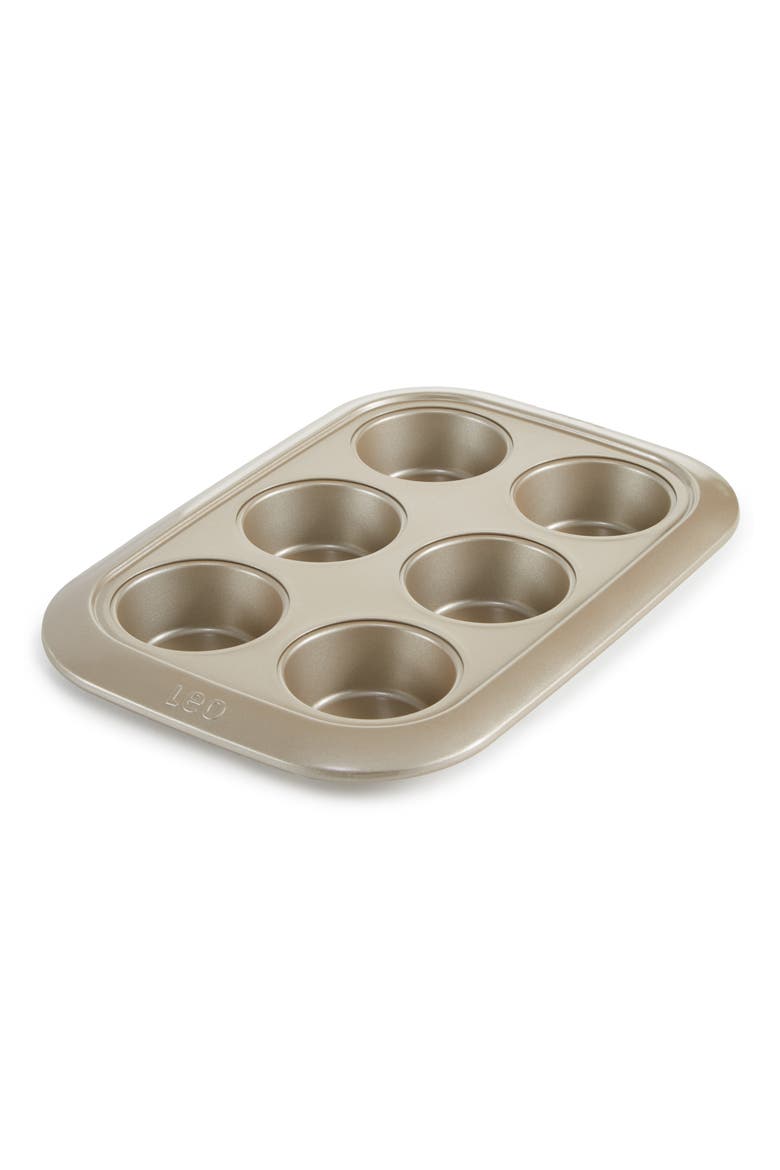 Leo Balance 6-Cup 2.5" Cupcake Pan, Main, color, GOLDEN