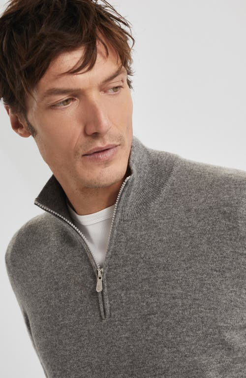 Brunello Cucinelli Cashmere Half-zip Sweater In Dark Grey