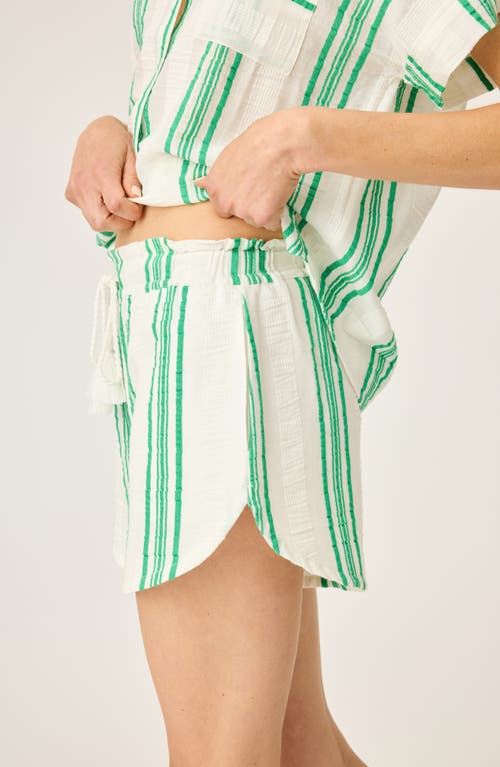 PJ SALVAGE PJ SALVAGE THE BEACHCOMBER STRIPE PUCKERED GAUZE PAJAMA SHORTS 