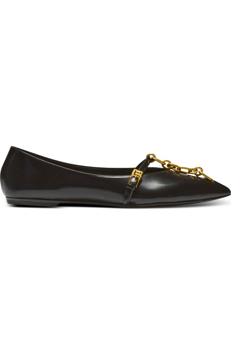 Balmain Shiny lambskin Sync ballet flats, Alternate, color, Black