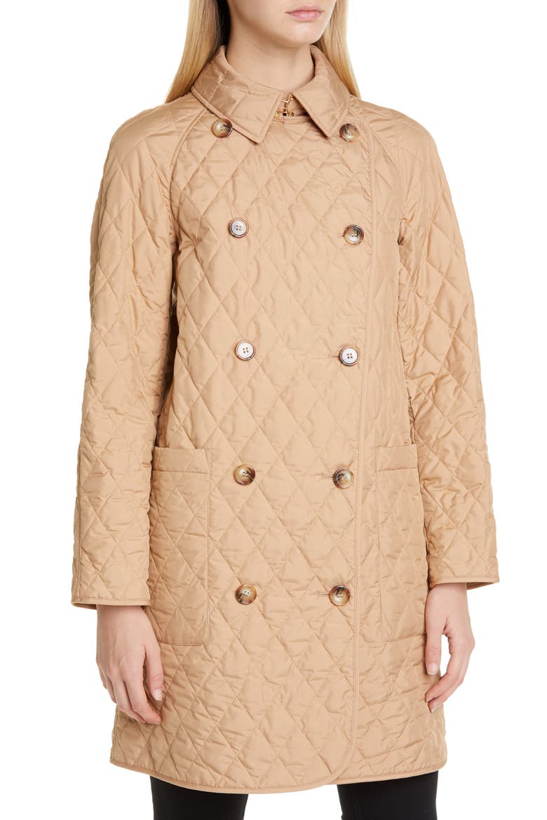 Tything Quilted Double Breasted Coat, Alternate, color, BISCUIT