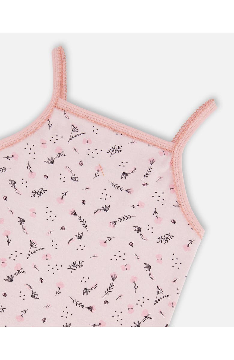 Deux par Deux Girl's Printed Organic Cotton Tank Top Small Pink Flowers On Pale Pink Background, Alternate, color, Pink Flowers On Pale Pink