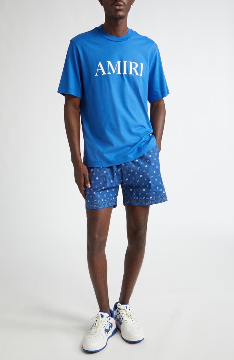 AMIRI Monogram Paisley Swim Trunks, Alternate, color, Blue