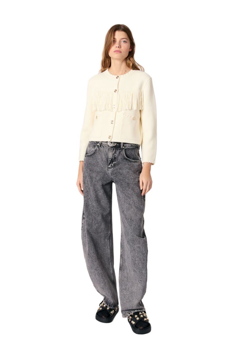 maje Fringed cardigan, Main, color, 