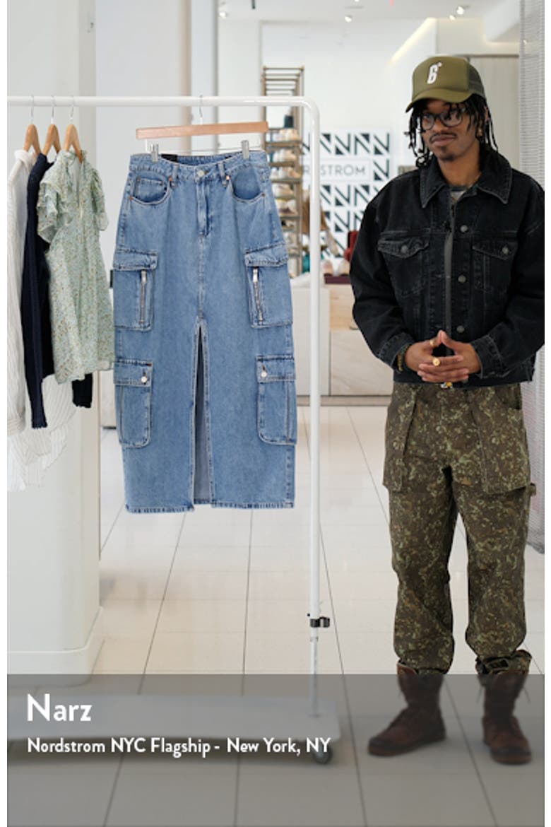Denim Cargo Maxi Skirt video